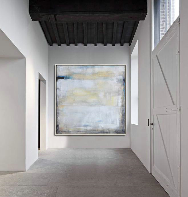 Extra Large Textured Painting On Canvas,Oversized Contemporary Painting,Canvas Wall Art Home Decor,White,Yellow,Blue,Black.etc